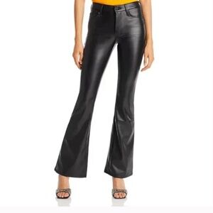Mother Denim The Weekender Heel Faux Leather High Rise Flare Jeans